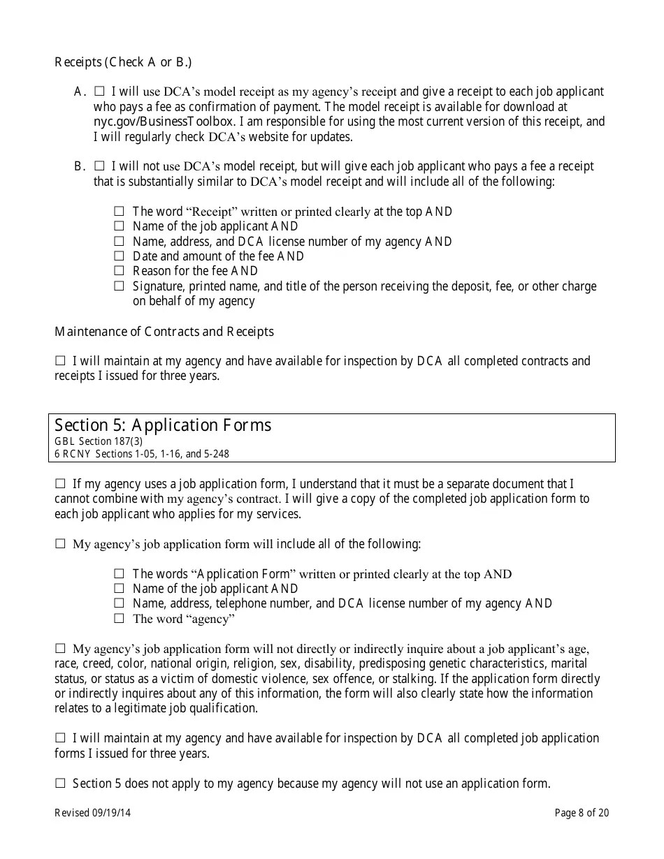 New York City Employment Agency Selfcertification Fill Out, Sign
