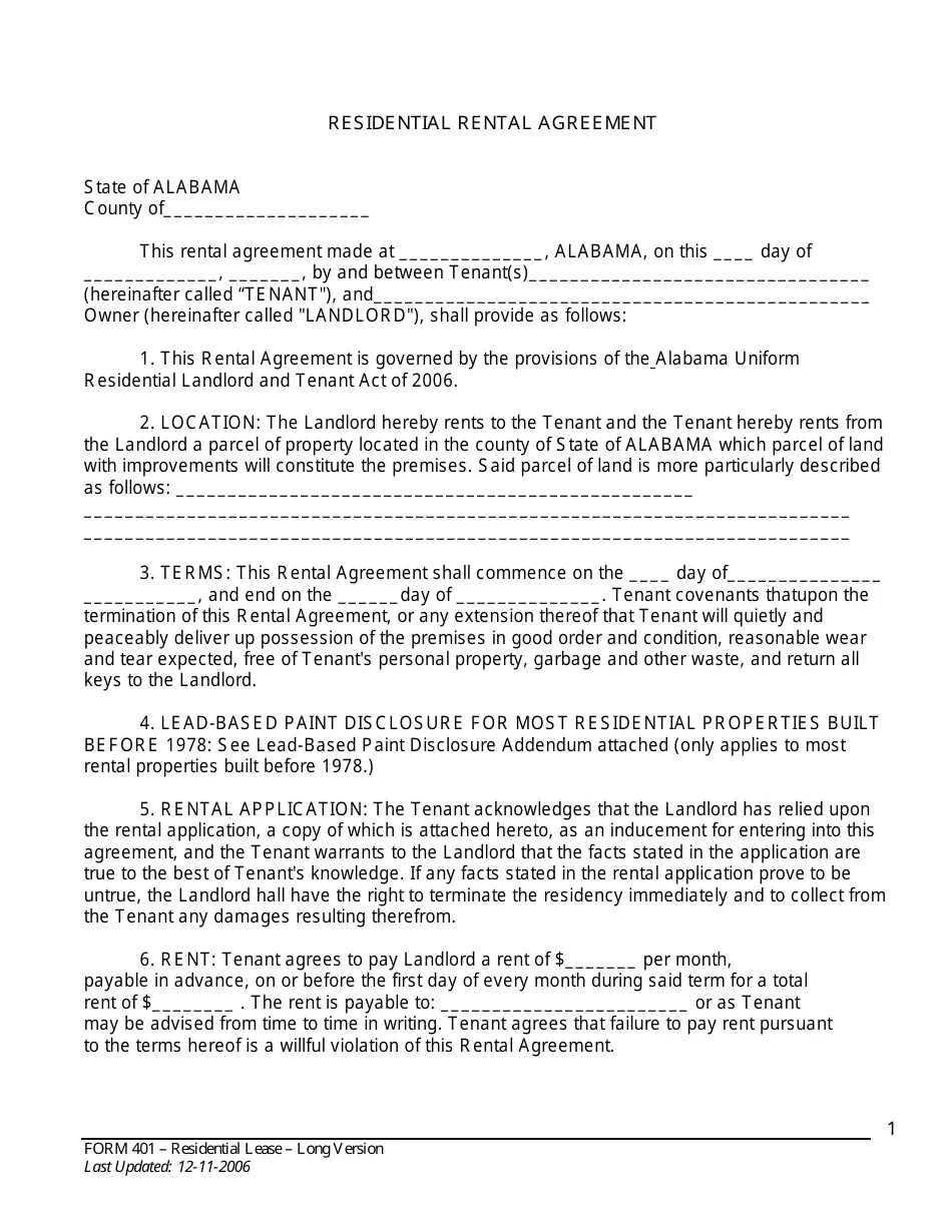 Form 401 Fill Out, Sign Online and Download Fillable PDF, Alabama Templateroller