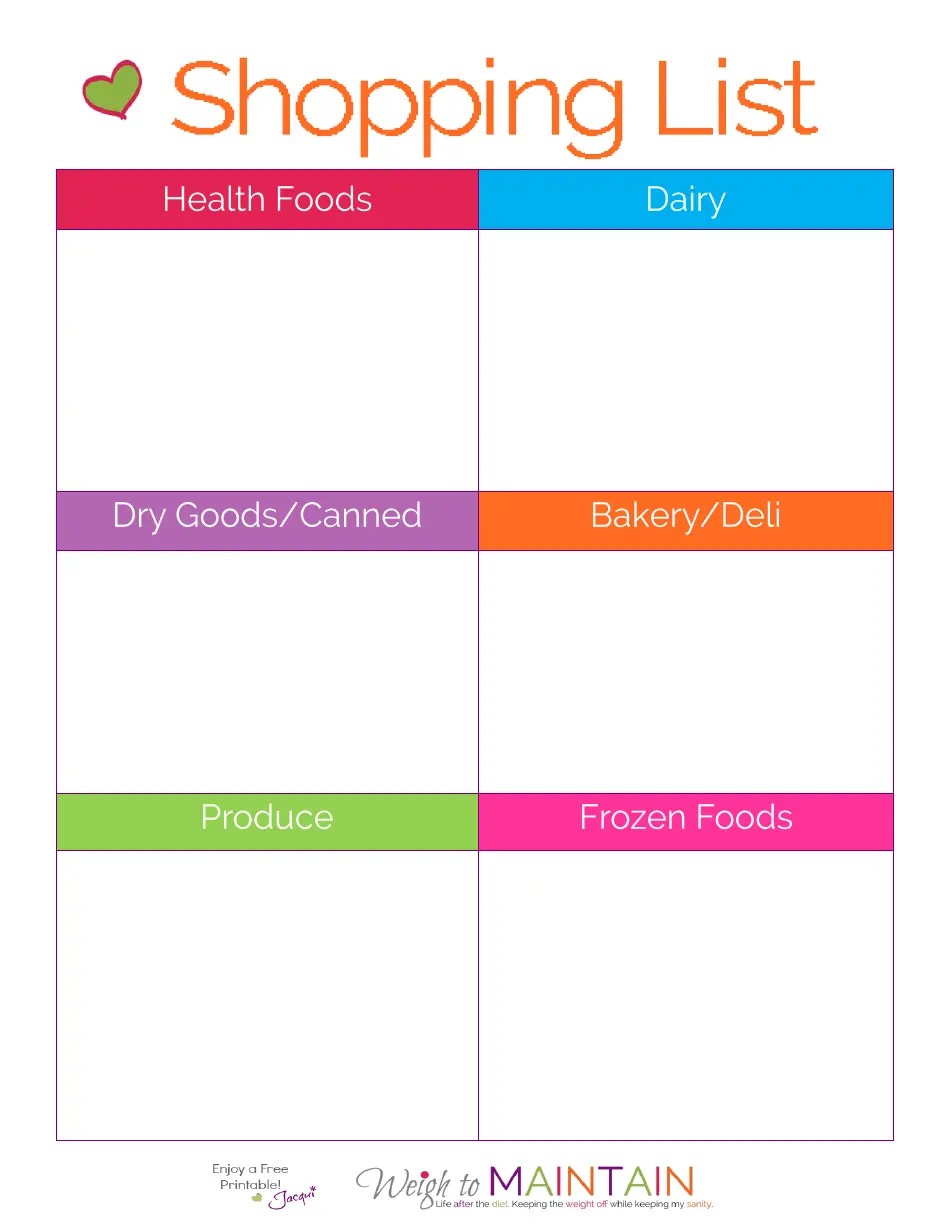 Health Foods Shopping List Template Download Printable PDF | Templateroller