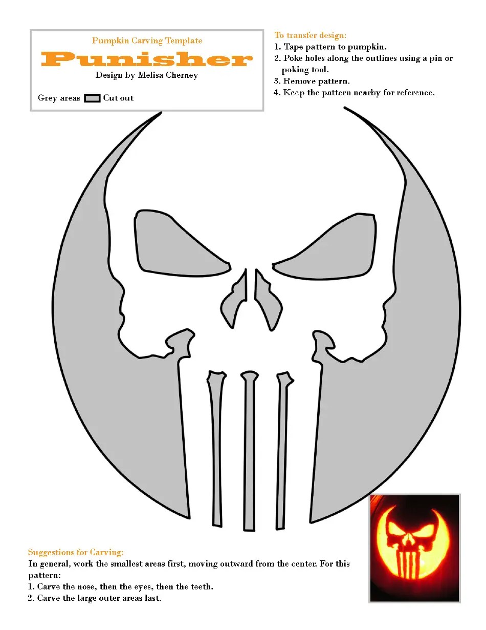Printable Punisher Skull Stencil