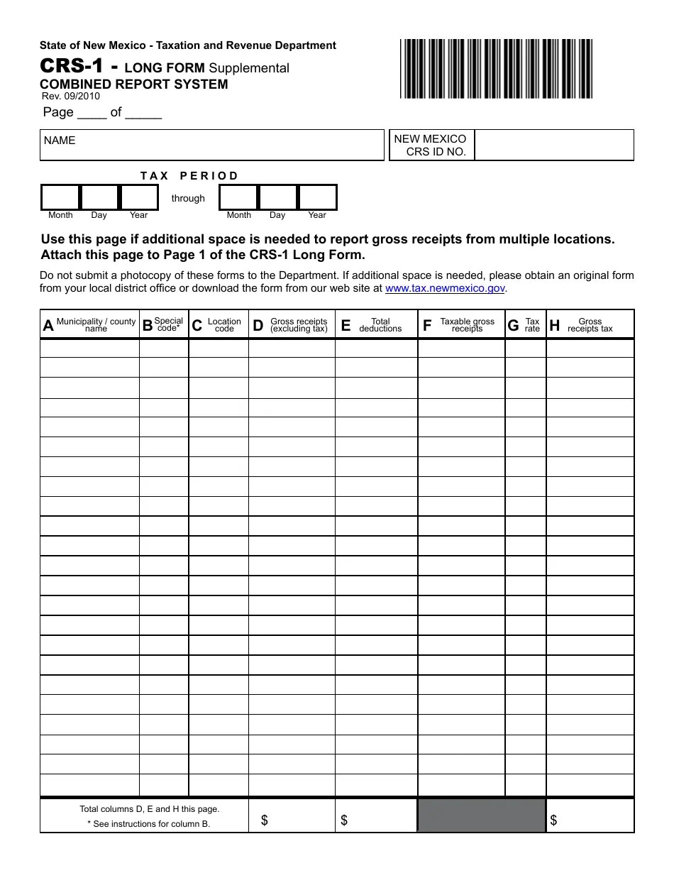 Form CRS1 Fill Out, Sign Online and Download Printable PDF, New