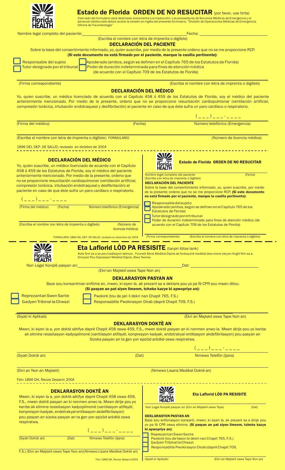 Form 1896 Fill Out, Sign Online and Download Printable PDF, Florida