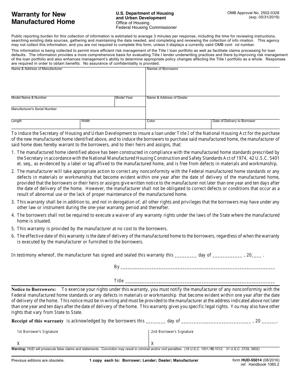 Form HUD55014 Fill Out, Sign Online and Download Fillable PDF(04)
