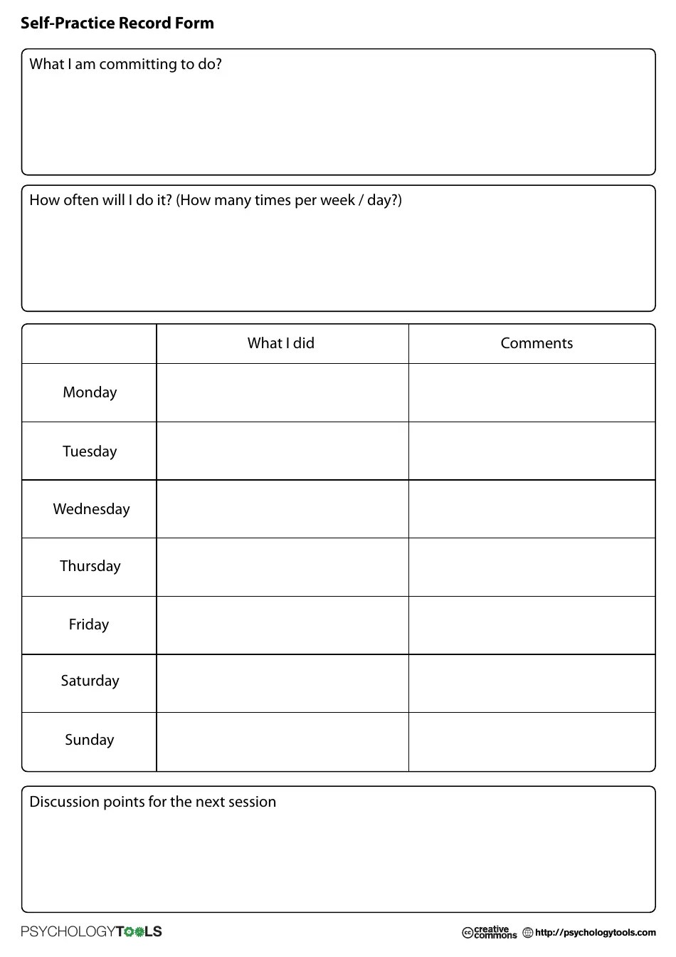 Selfpractice Record Form Fill Out, Sign Online and Download PDF