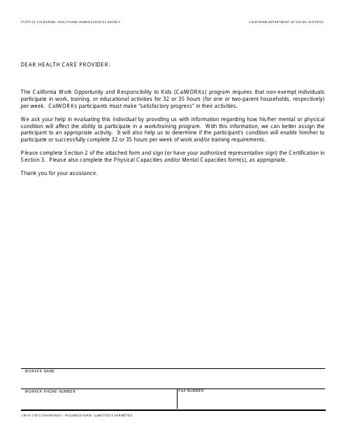 Form CW 61 Download Fillable PDF, Authorization to Release Medical