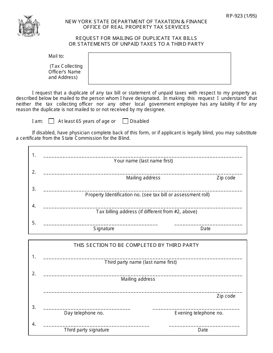 Form RP923 Fill Out, Sign Online and Download Fillable PDF, New York Templateroller