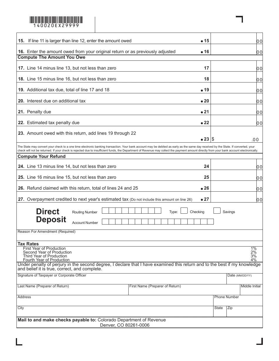 Form DR0020EX Fill Out, Sign Online and Download Fillable PDF