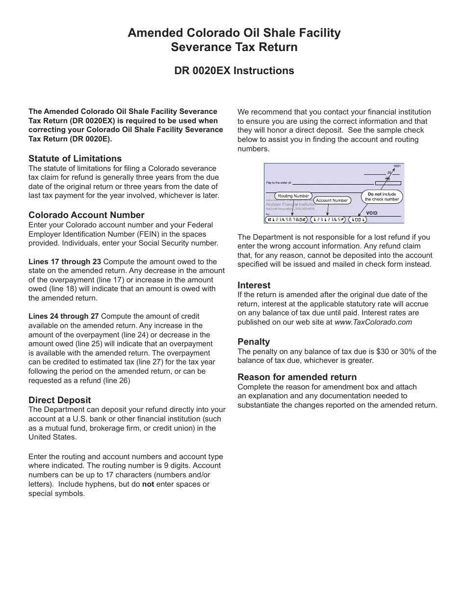 Form DR0020EX Fill Out, Sign Online and Download Fillable PDF
