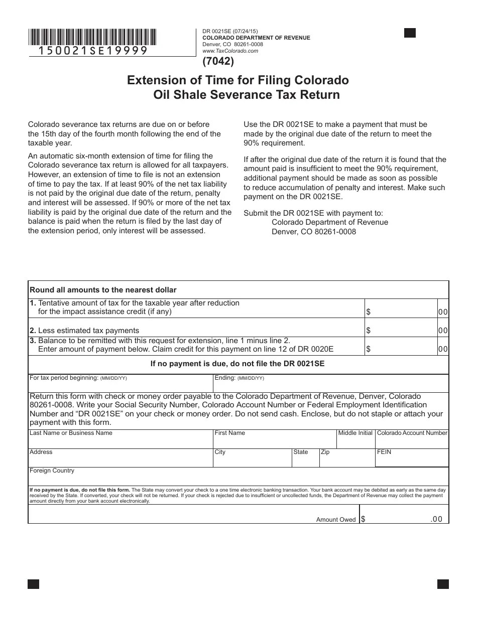 Form DR0021SE Fill Out, Sign Online and Download Fillable PDF