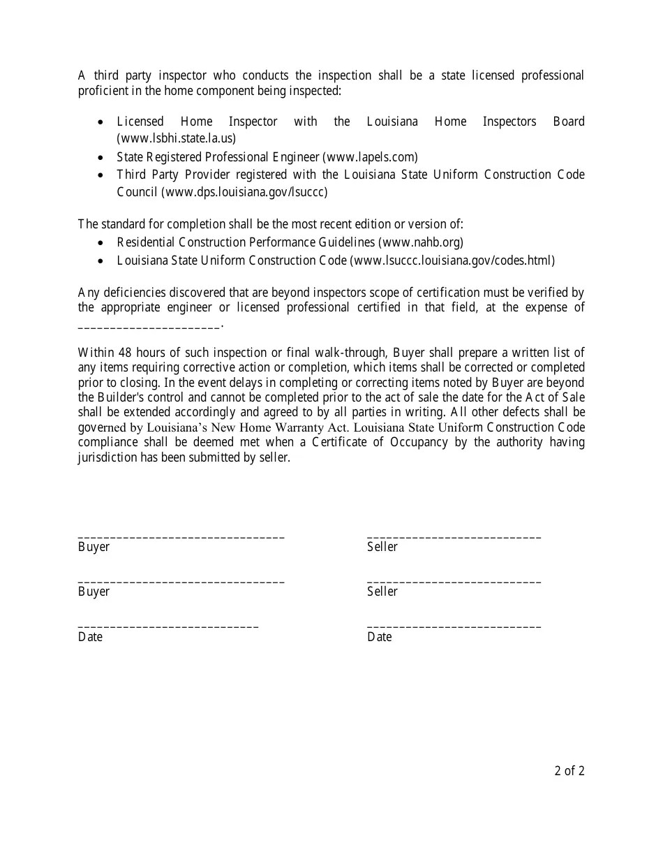 Louisiana Louisiana Residential Agreement to Buy or Sell New