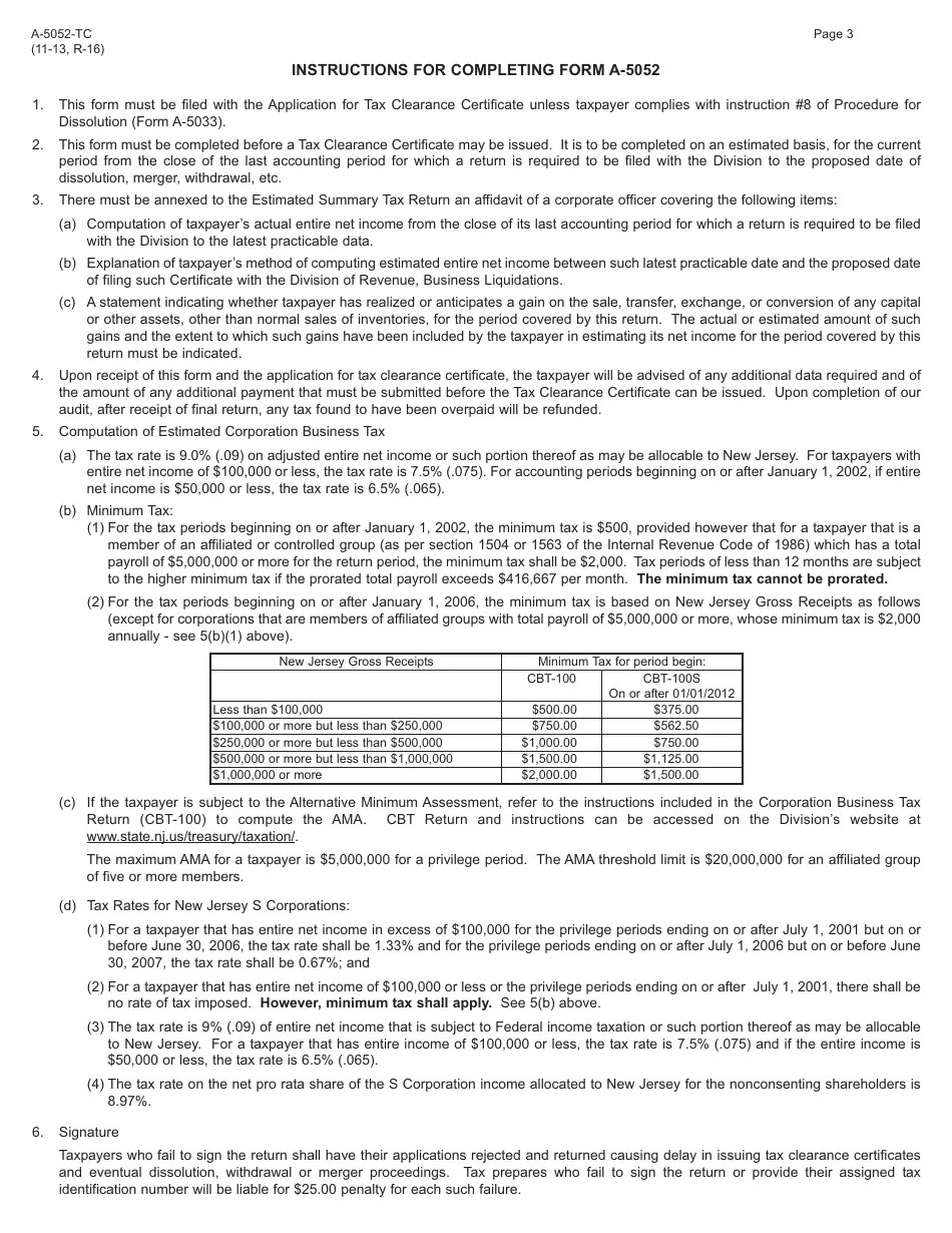 Form A5052TC Fill Out, Sign Online and Download Fillable PDF, New