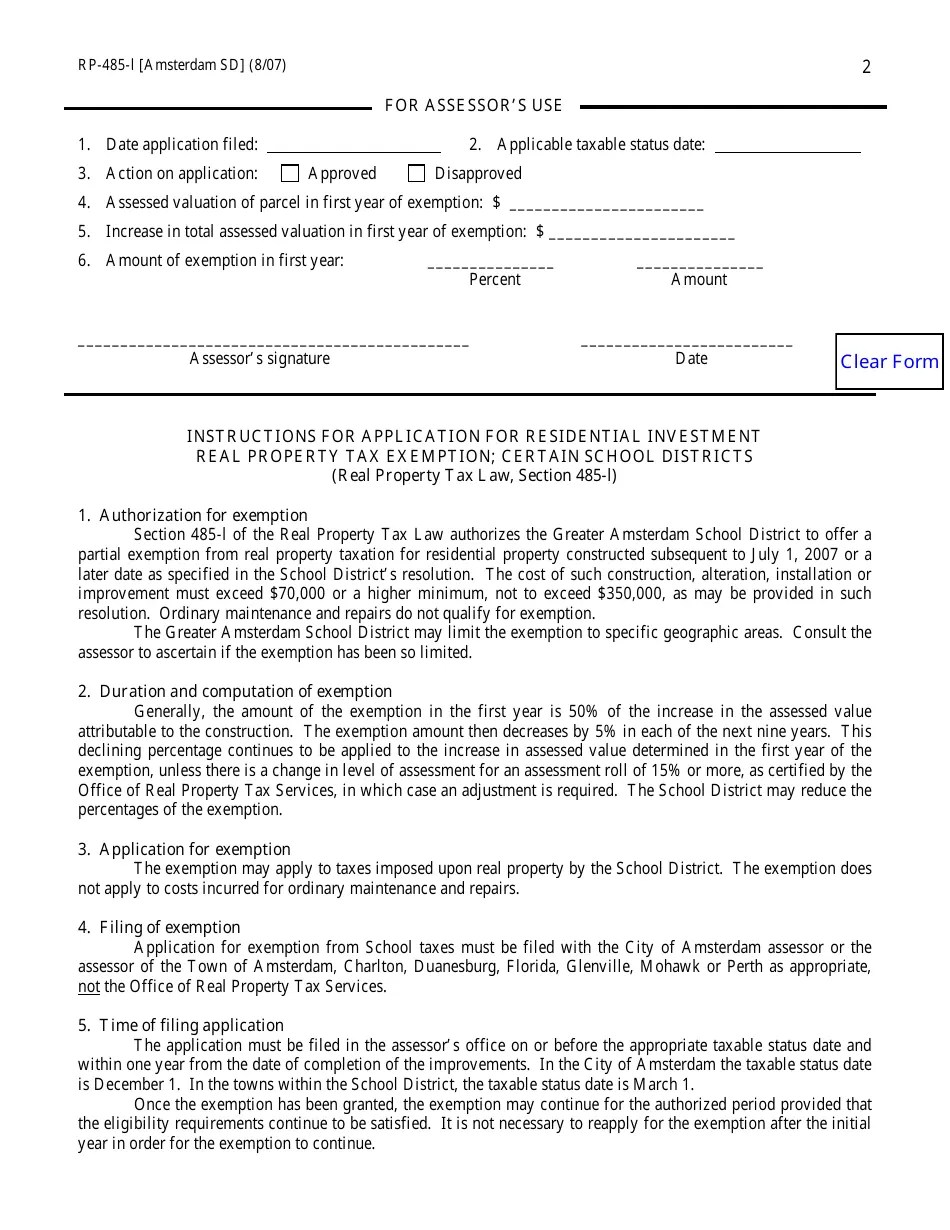 Form RP485I [AMSTERDAM SD] Fill Out, Sign Online and Download