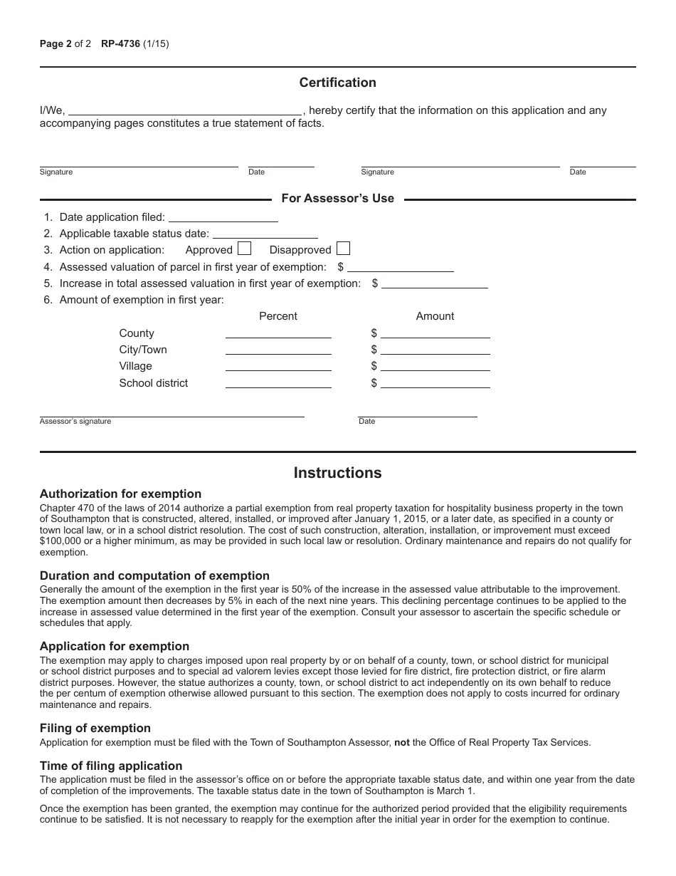 Form RP4736 (SOUTHAMPTON) Fill Out, Sign Online and Download