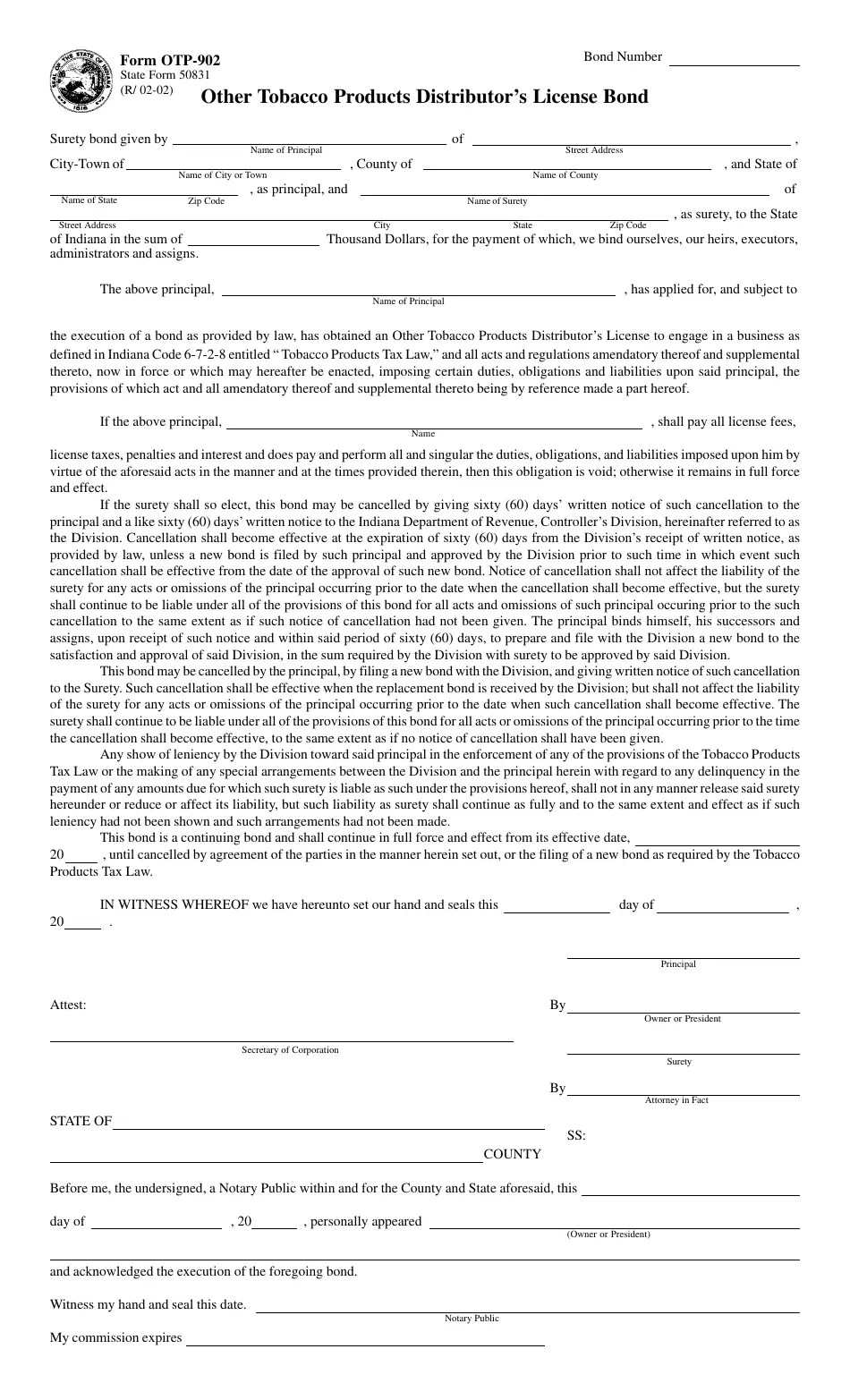 State Form 50831 (OTP902) Fill Out, Sign Online and Download