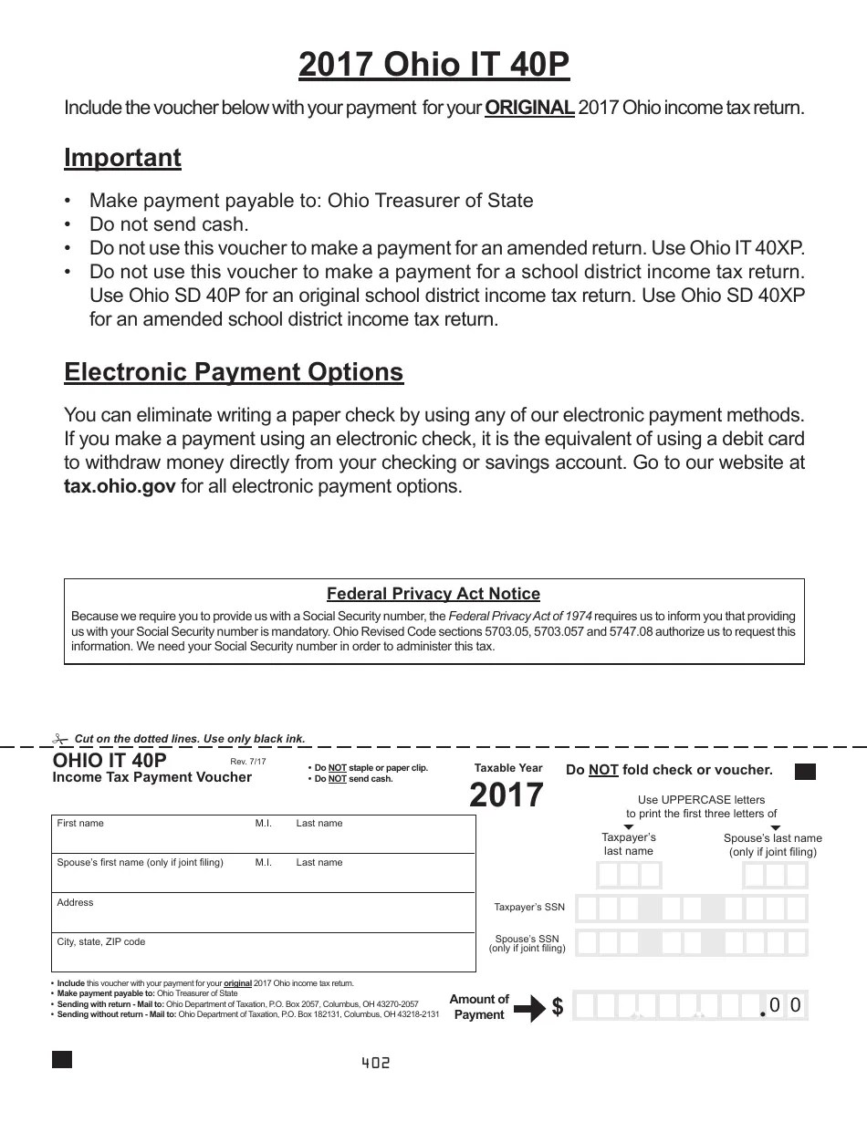 Form IT40P 2017 Fill Out, Sign Online and Download Printable PDF