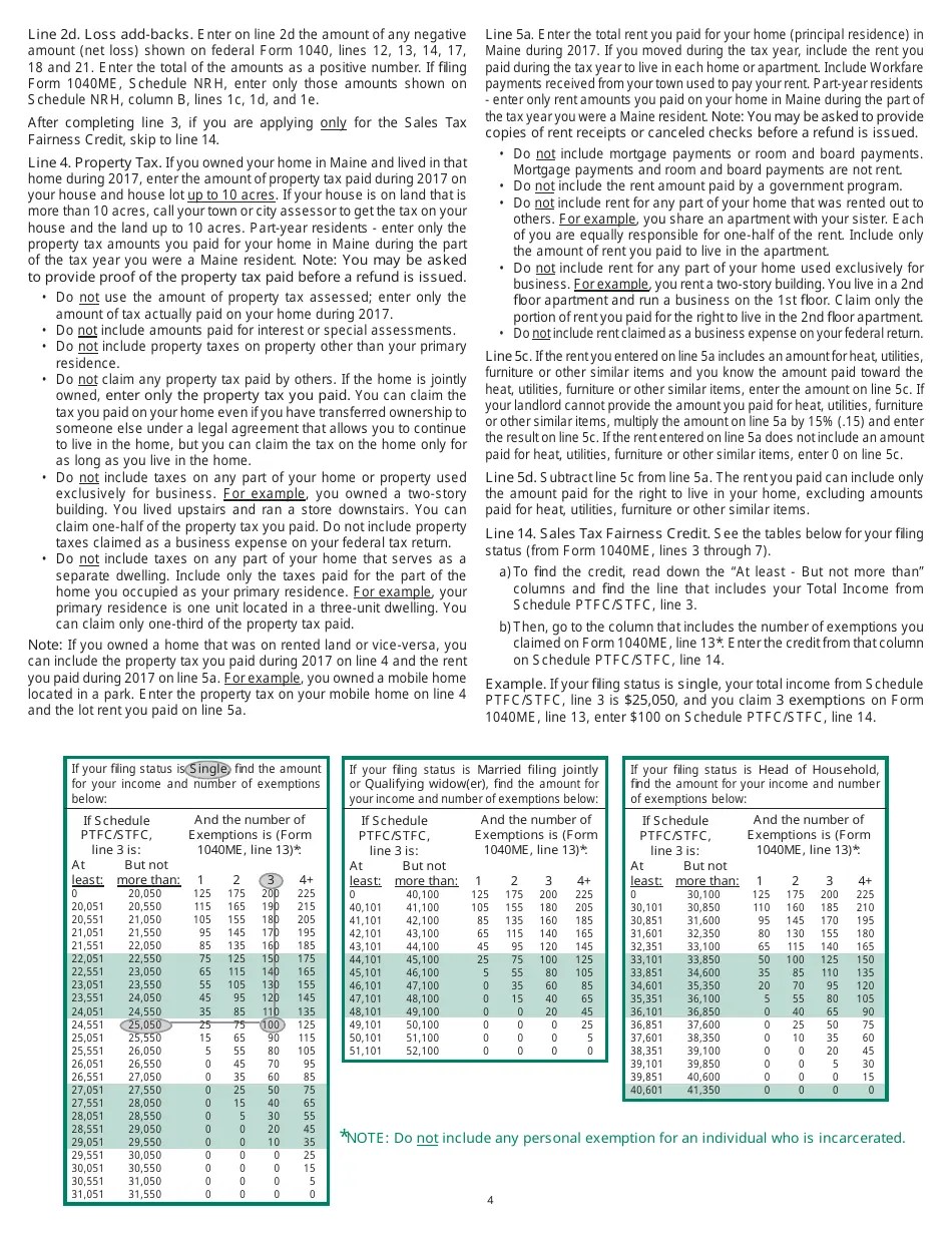 Form 1040ME Schedule PTFC/STFC Download Printable PDF or Fill Online