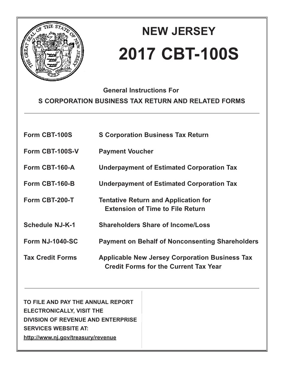 Download Instructions for Form CBT100S S Corporation Business Tax