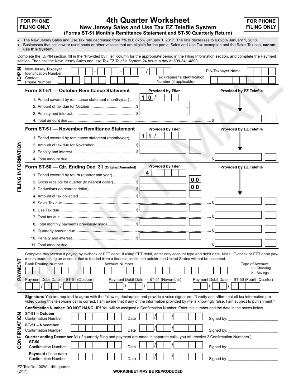New Jersey 1st Quarter Worksheet New Jersey Sales and Use Tax Ez