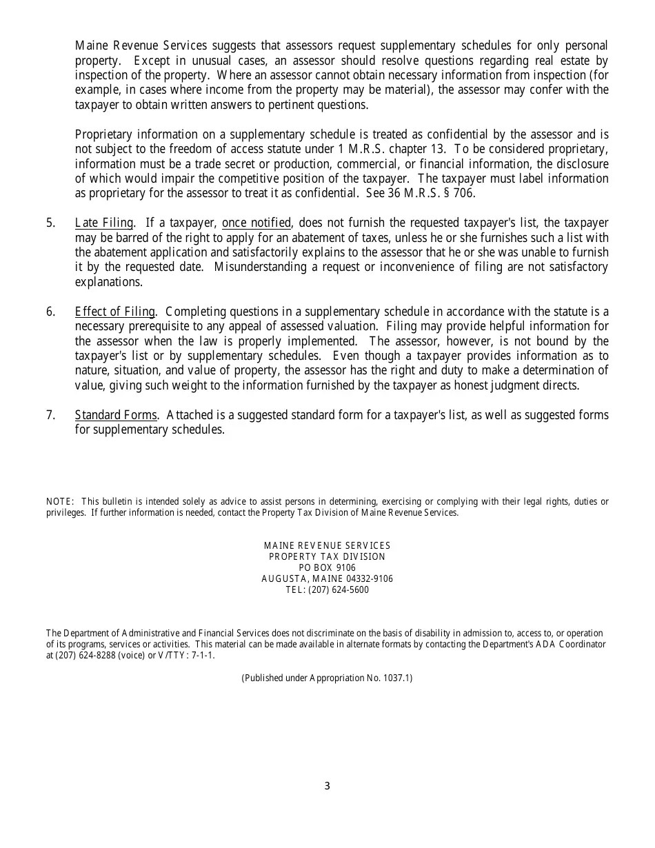 Maine Sample Request for List of Taxable Property Fill Out, Sign