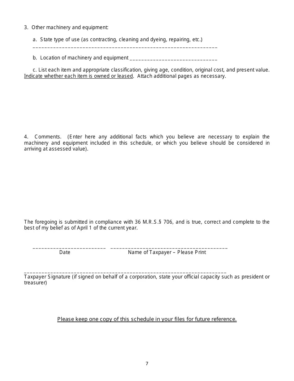 Maine Sample Request for List of Taxable Property Fill Out, Sign