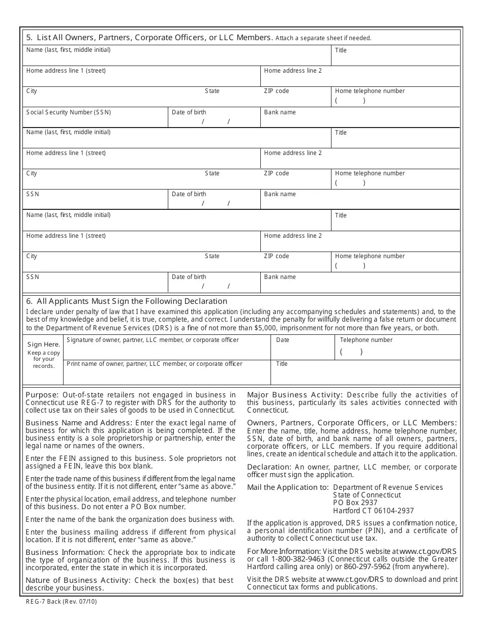 Form REG7 Fill Out, Sign Online and Download Printable PDF