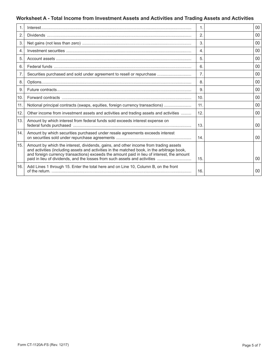 Form CT1120AFS Fill Out, Sign Online and Download Printable PDF