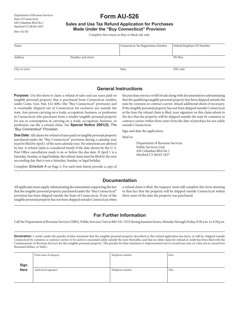 Form AU526 Fill Out, Sign Online and Download Printable PDF