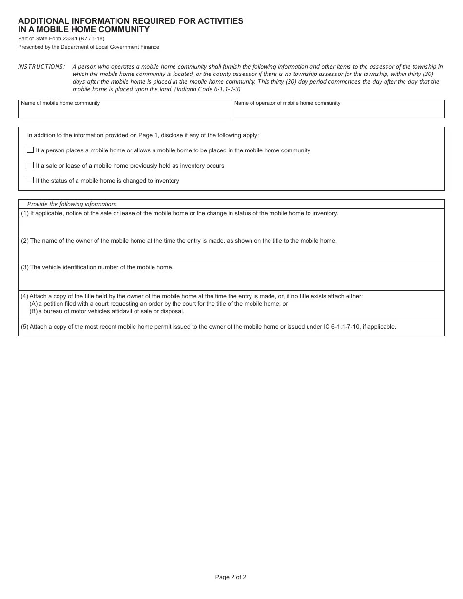 Form 1 (State Form 23341) Fill Out, Sign Online and Download Fillable PDF, Indiana