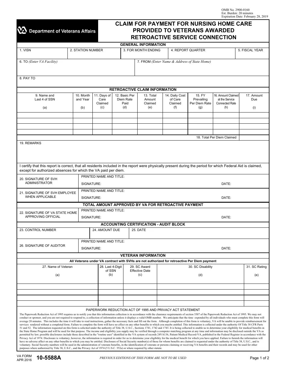 VA Form 105588A Fill Out, Sign Online and Download Fillable PDF Templateroller