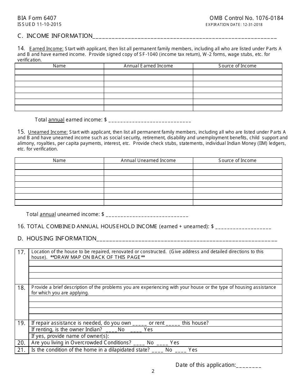 BIA Form 6407 Fill Out, Sign Online and Download Printable PDF