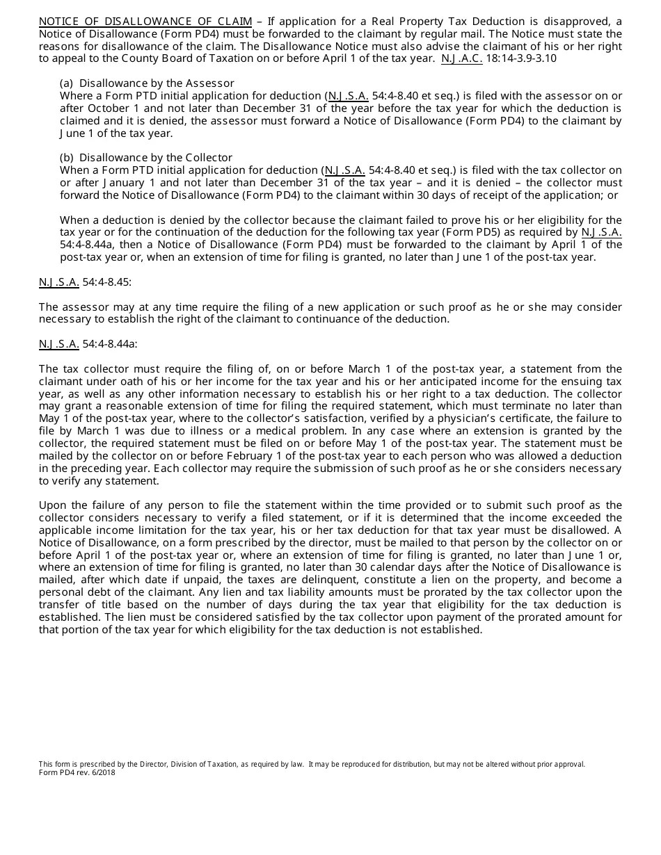 Form PD4 Fill Out, Sign Online and Download Fillable PDF, New Jersey