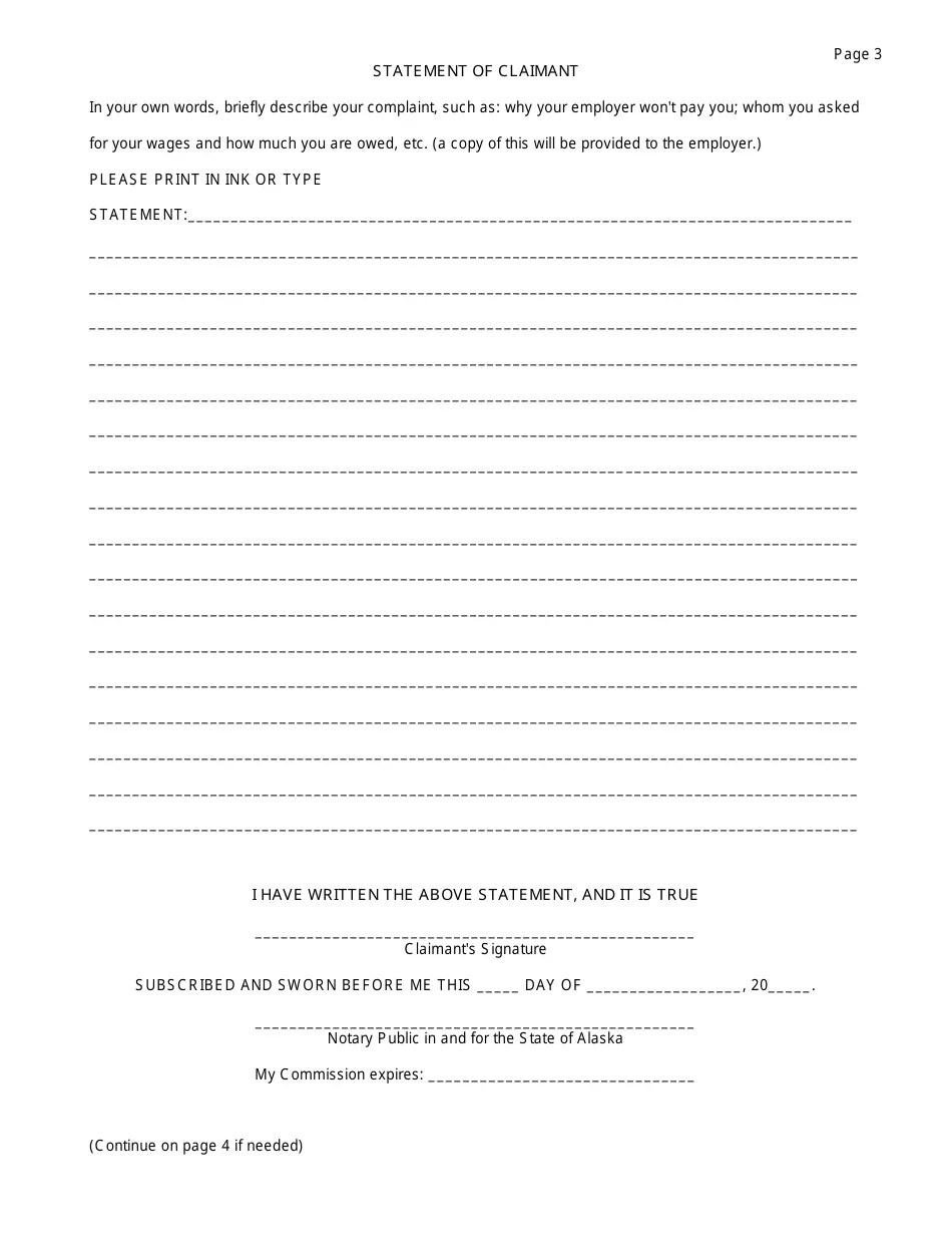 Alaska Wage Claim Fill Out, Sign Online and Download PDF Templateroller