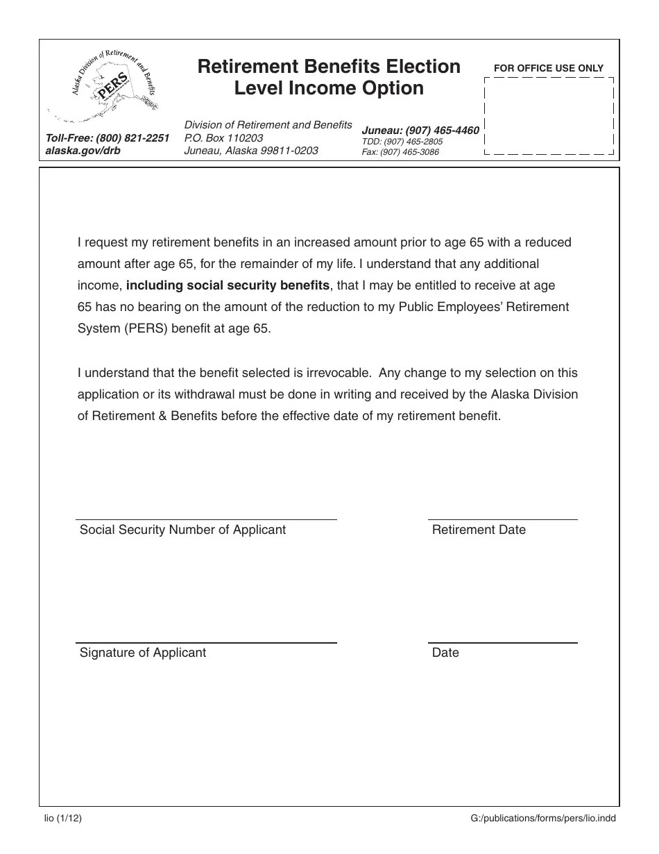 Form LIO Fill Out, Sign Online and Download Fillable PDF, Alaska Templateroller