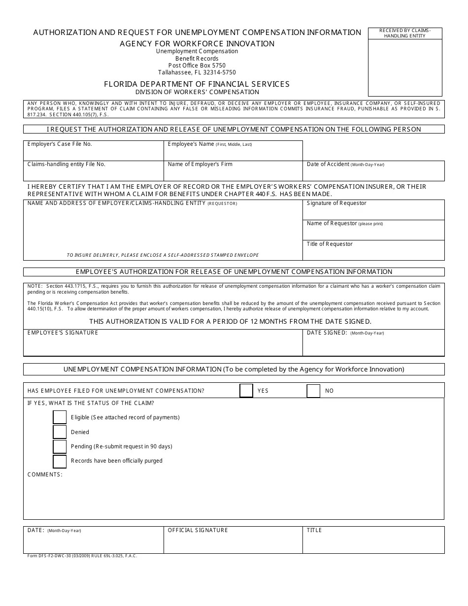 Form DFSF2DWC30 Fill Out, Sign Online and Download Fillable PDF