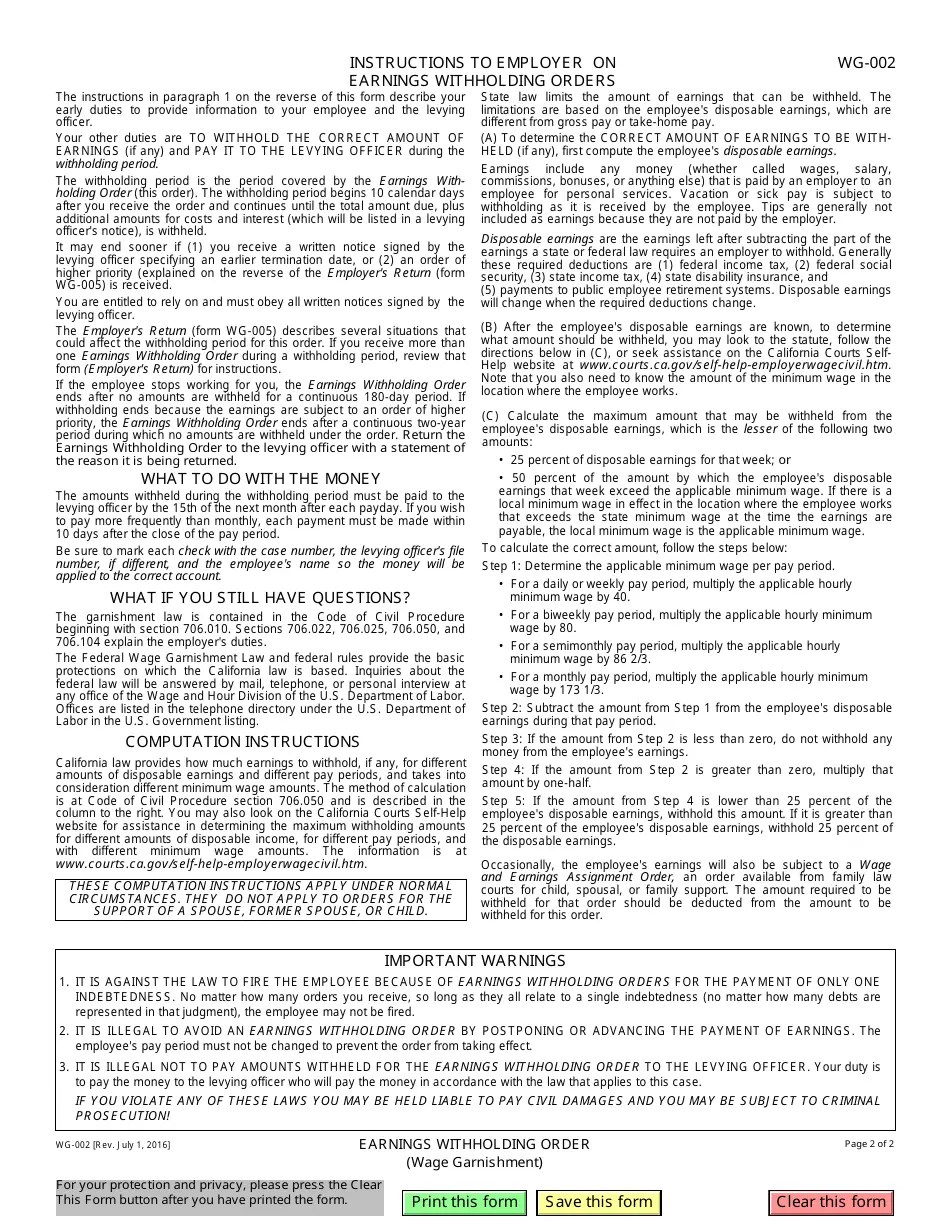 Form WG002 Fill Out, Sign Online and Download Fillable PDF