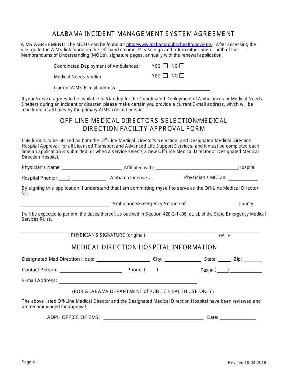 Alabama EMS Provider Licensure Application Form Fill Out, Sign Online