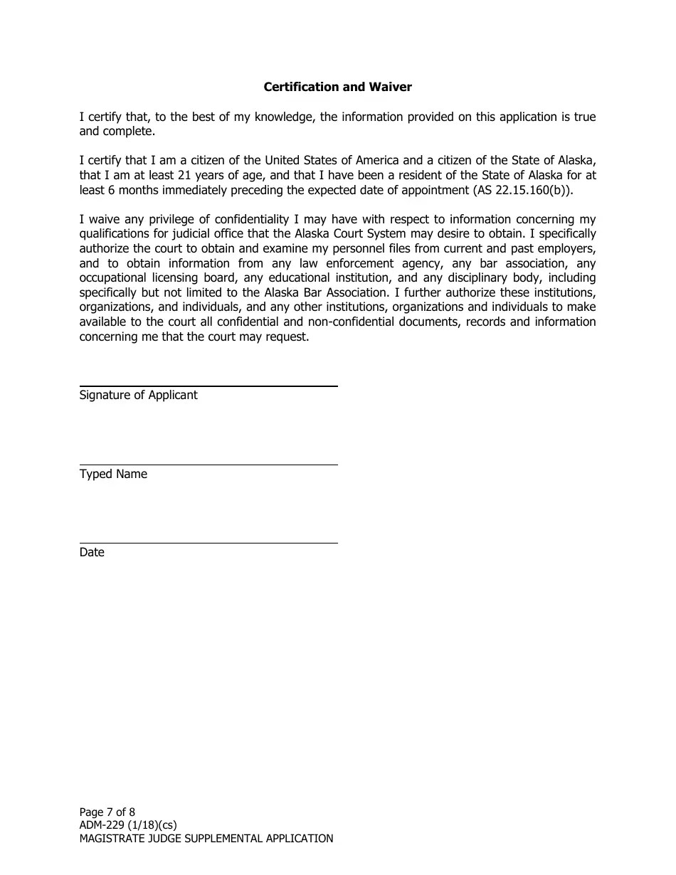 Form ADM229 Fill Out, Sign Online and Download Printable PDF, Alaska