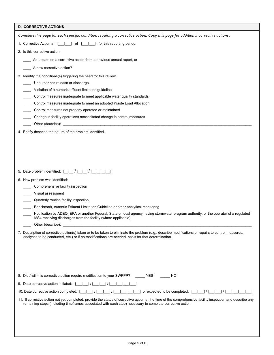 Arizona Annual Report Form for the Nonmining and Mining MultiSector