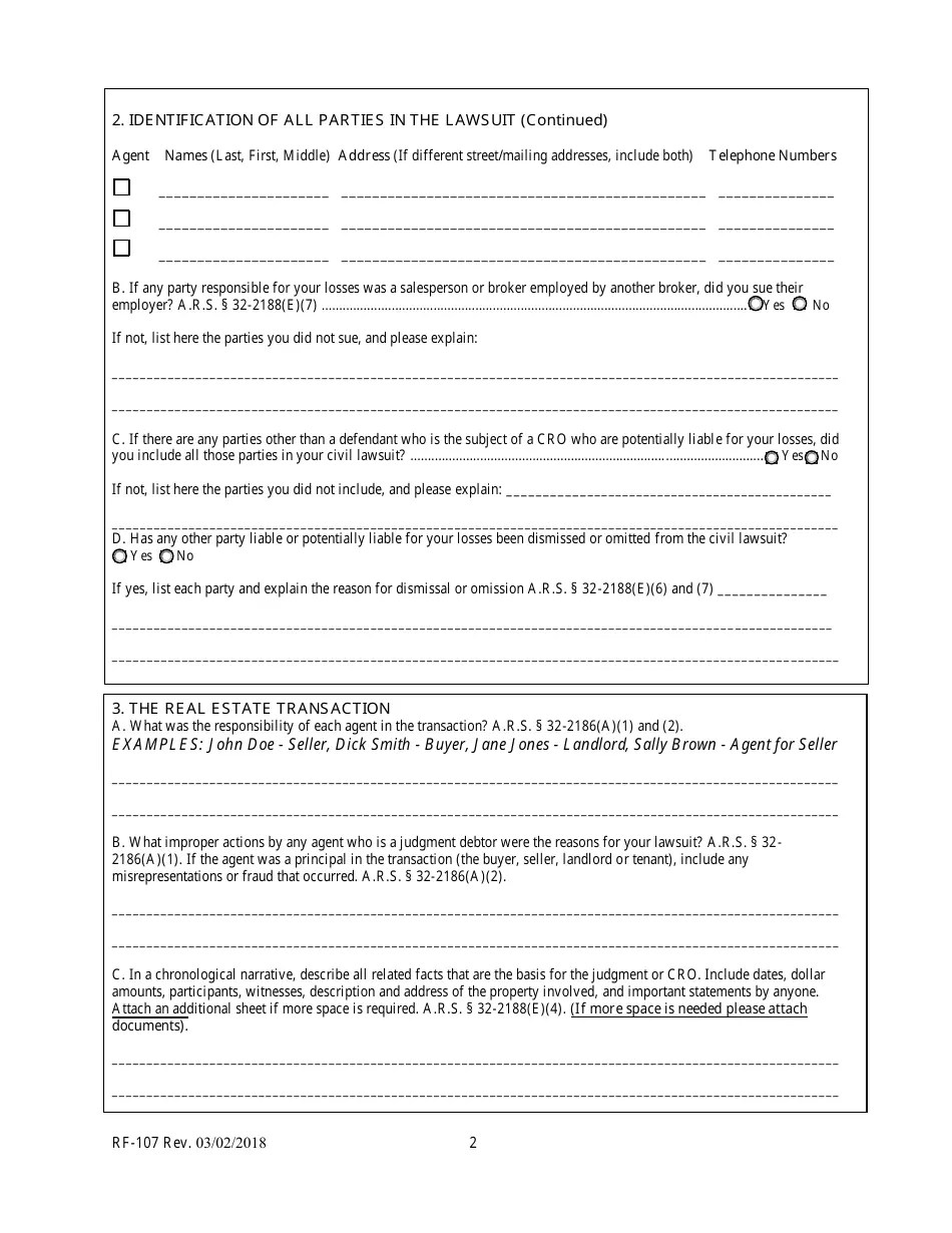 Form RF107 Fill Out, Sign Online and Download Fillable PDF, Arizona Templateroller