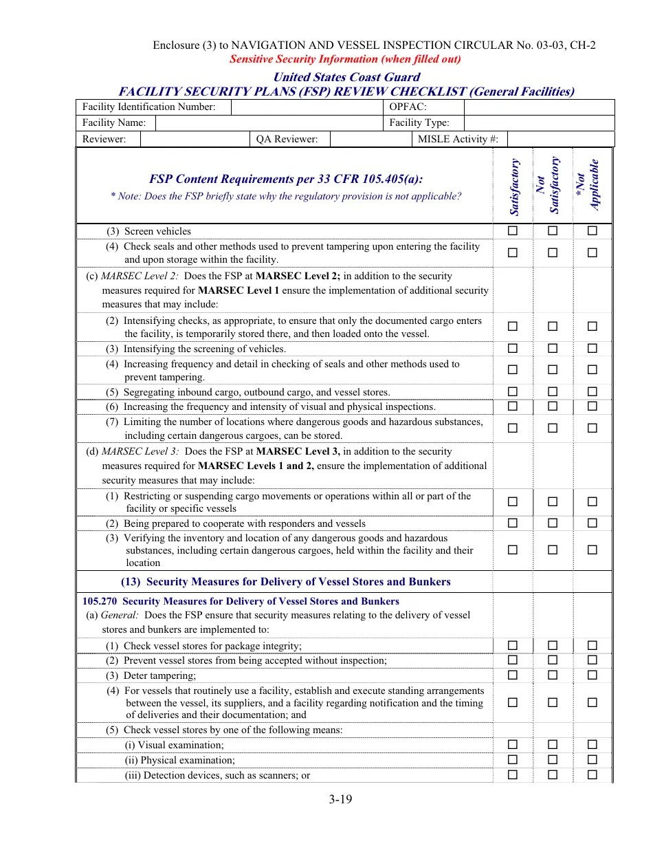 Facility Security Plan (Fsp) Review Checklist Fill Out, Sign Online