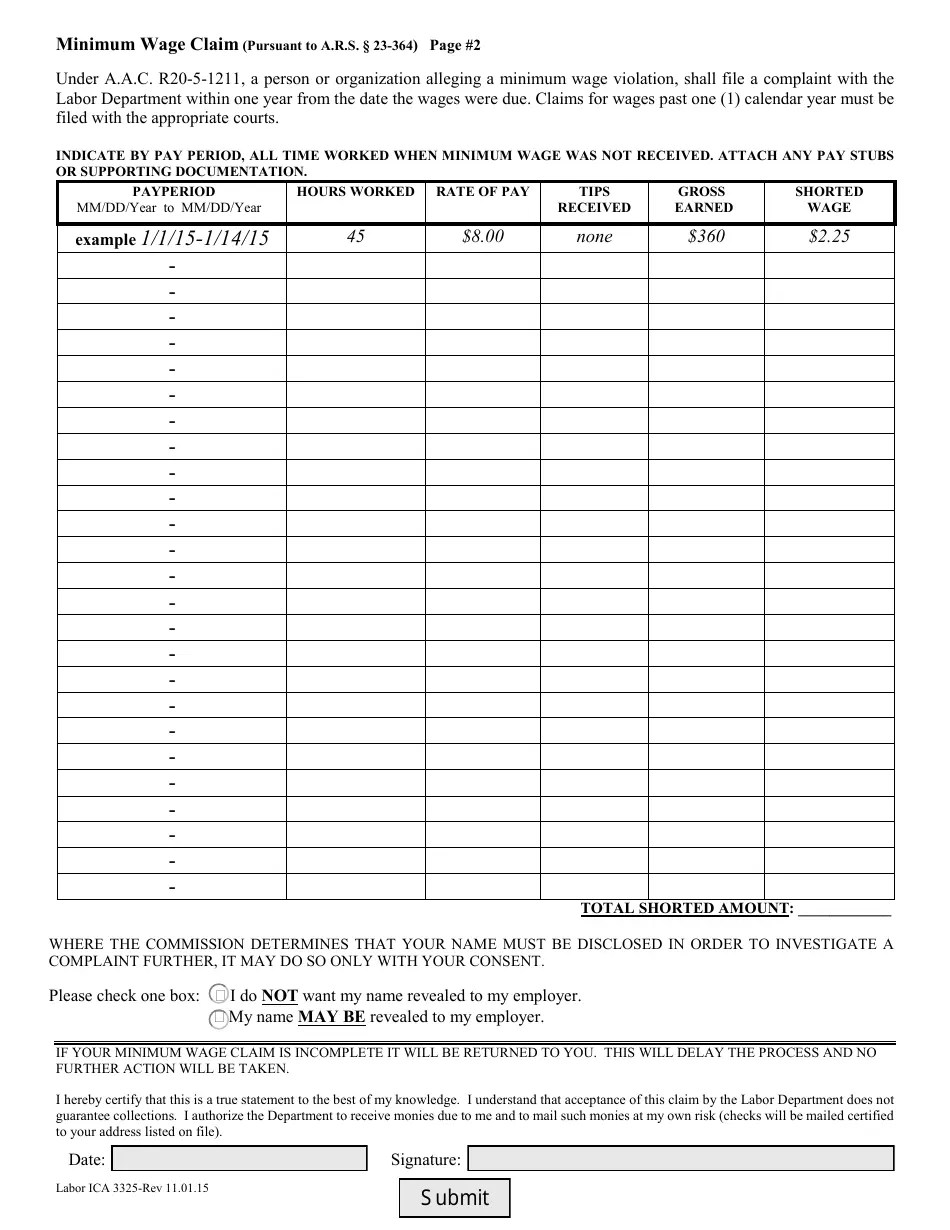 Form Labor ICA3325 Fill Out, Sign Online and Download Fillable PDF