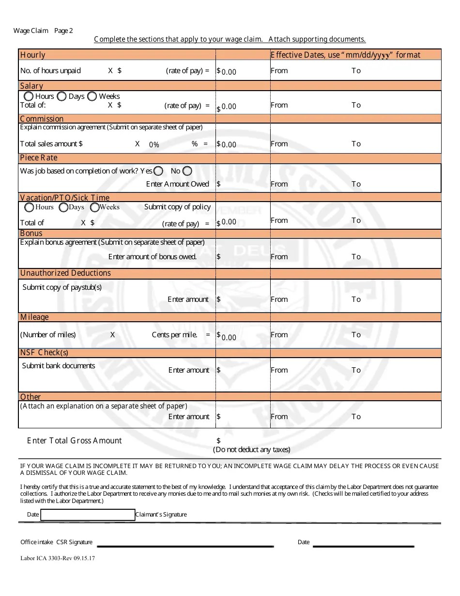 Form Labor ICA3303 Fill Out, Sign Online and Download Fillable PDF