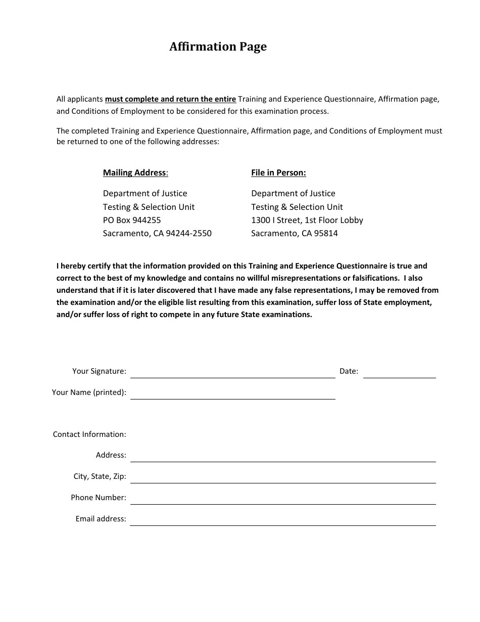 California Deputy Attorney General Examination Bulletin Fill Out