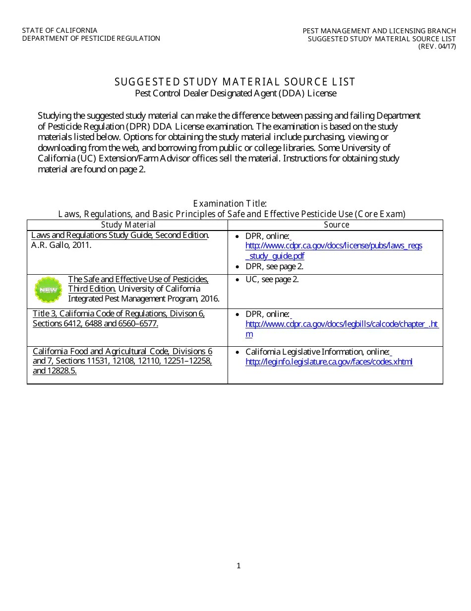 California Pest Control Dealer Designated Agent License Packet Fill