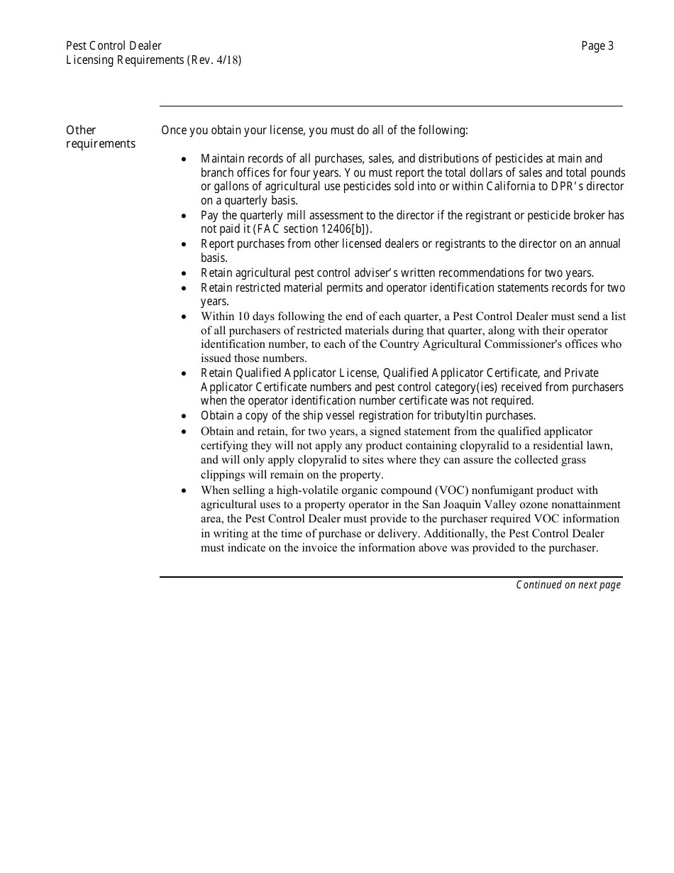 California Pest Control Dealer Business License Packet Fill Out, Sign