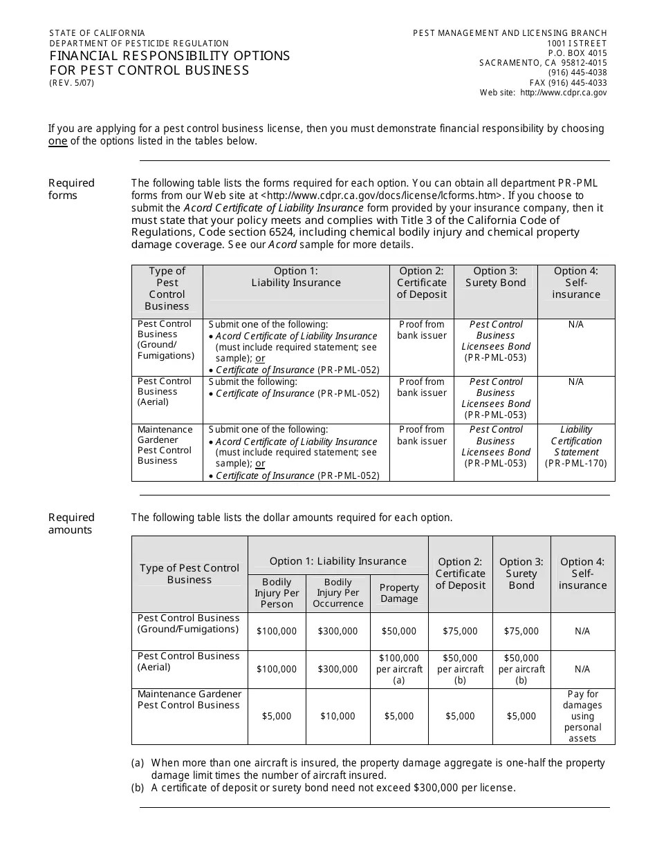 California Pest Control Business License Packet Fill Out, Sign Online