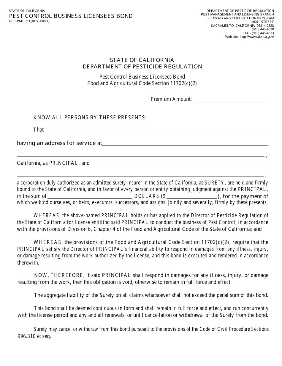California Pest Control Business License Packet Fill Out, Sign Online