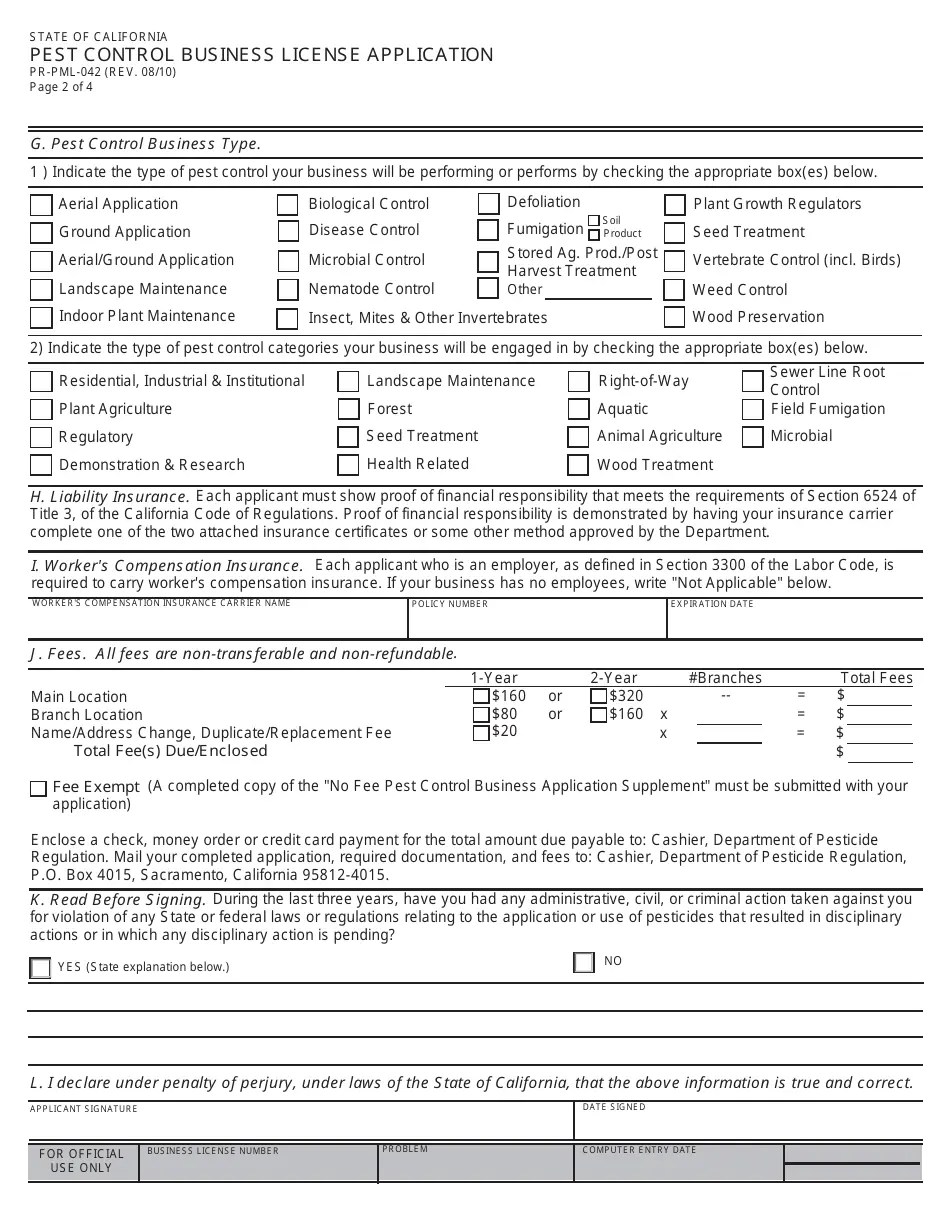 California Pest Control Business License Packet Fill Out, Sign Online