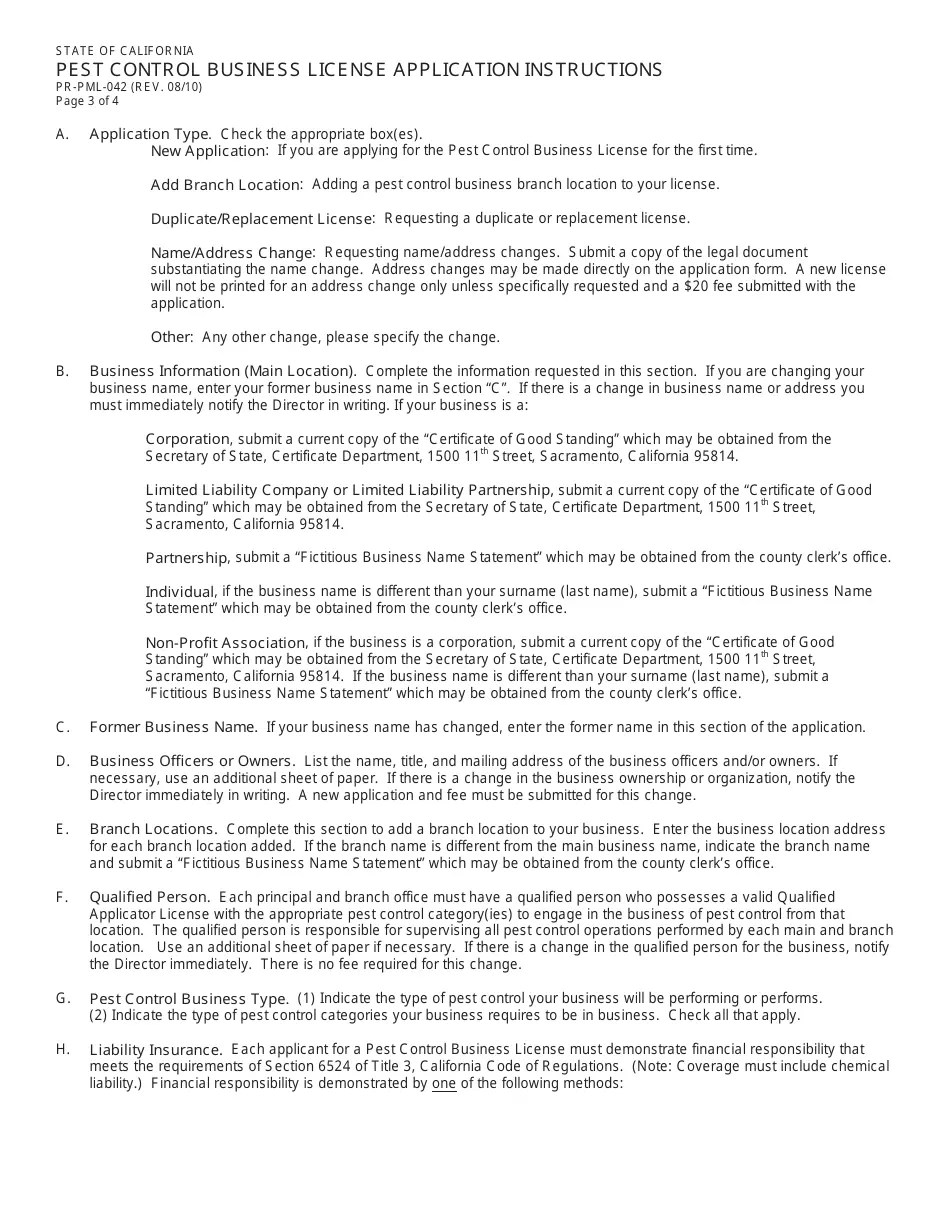 California Pest Control Business License Packet Fill Out, Sign Online