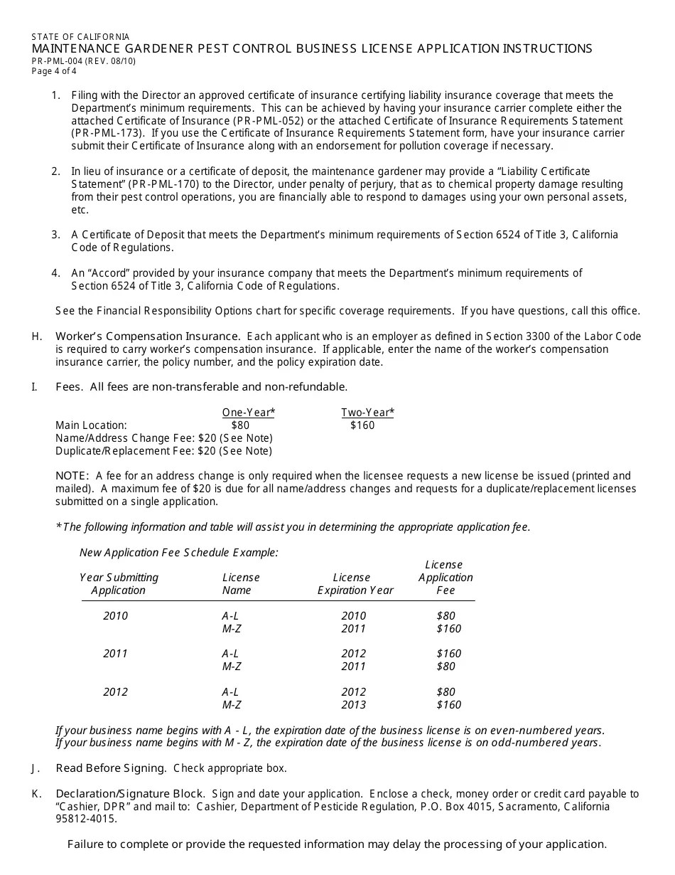 California Maintenance Gardener Pest Control Business License Packet
